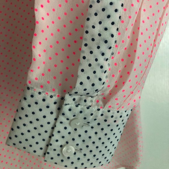 Uniqlo Pindot Colourblock 100% silk blouse Sz XS - Picture 8 of 9